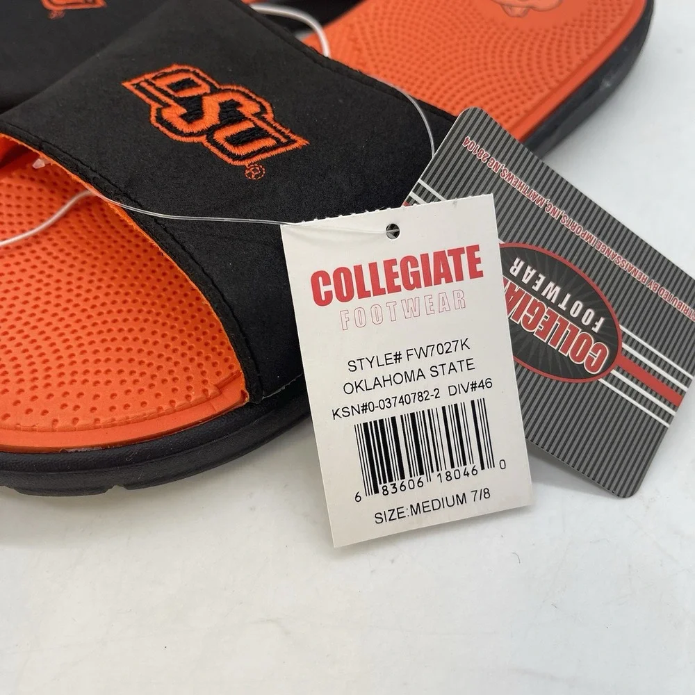 Oklahoma State University Slides Women's 7 Sandals Men's 8 NEW